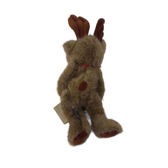 Boyds Bear Mocha Moose Christmas Holiday Brown Jointed Red Bow 12 Inch Plush - Picture 6 of 7